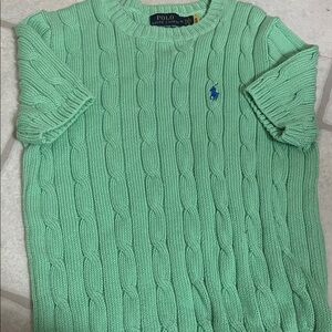 Ralph Lauren, Short Sleeved, Green Pima Cotton Knit Sweater